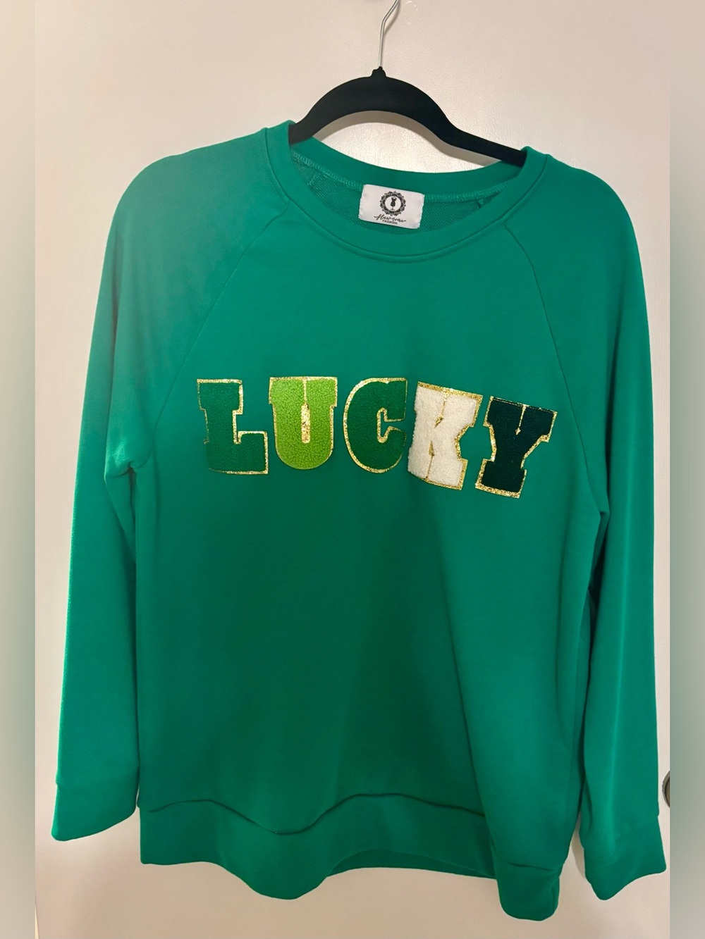 Flaw Some Fashion - Women’s Size L - “Lucky” Green Crewneck Sweatshirt
